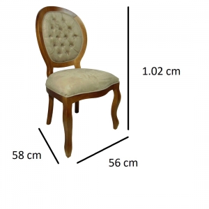 Kit 4 Cadeiras de Jantar Estilo Antiga Medalhão Rústica Suede Bege Esverdeado