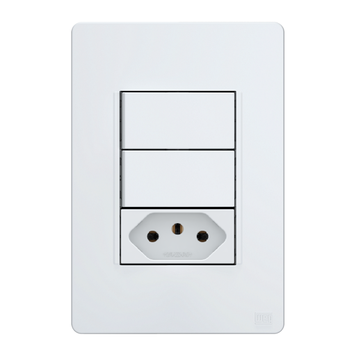 Conjunto 2 Interruptores Simples + 1 Tomada 2P+T 10A/250V - Esatta Branco