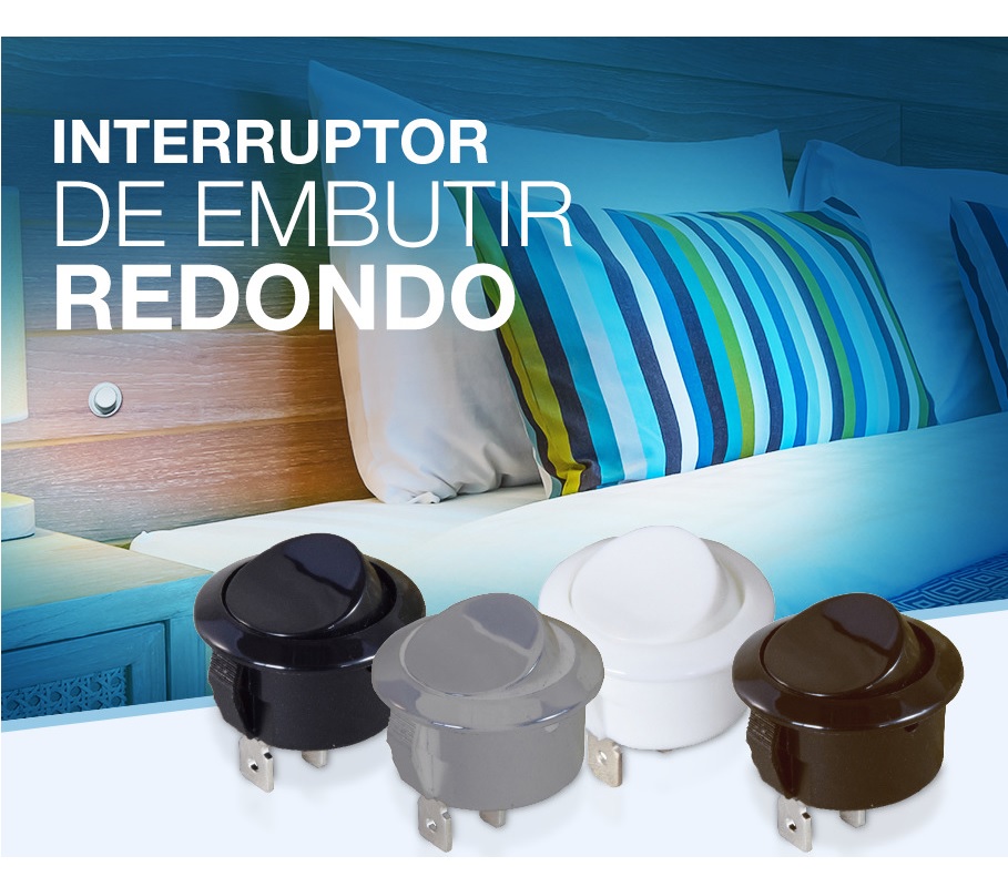 Interruptor Embutir Redondo Simples 12A/250V