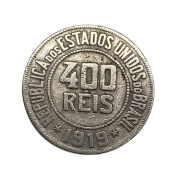 Moeda Brasil 400 Réis 1919 MBC