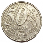 Moeda Brasil 50 Centavos 2001 MBC