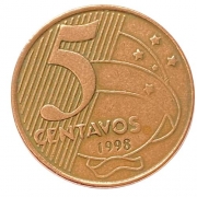 Moeda Brasil  5 centavos 1998 MBC