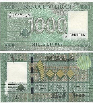Cédula Líbano 1000 Livres FE