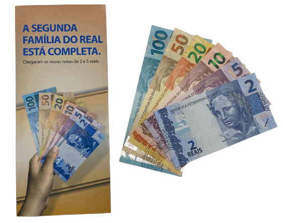 Conjunto de Cédulas FE  2° Família do Real + Folder do Banco Central do Brasil
