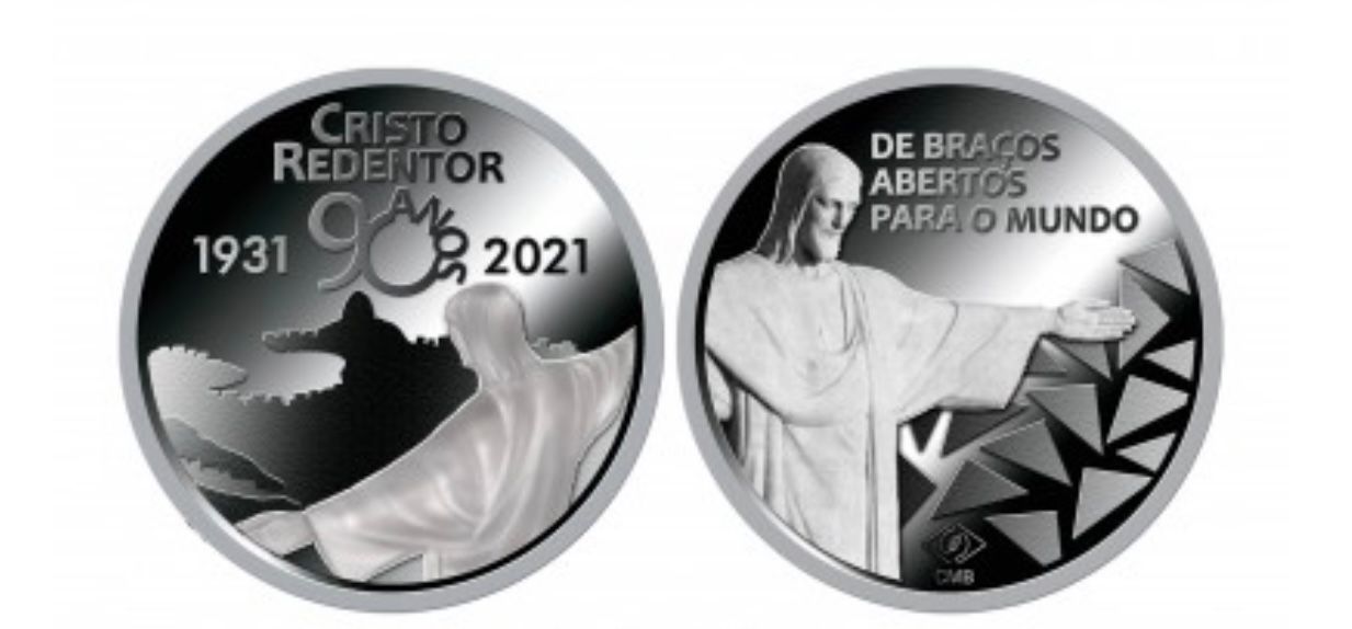 Medalha  Cristo Redentor Oficial da Casa da Moeda do Brasil Prata