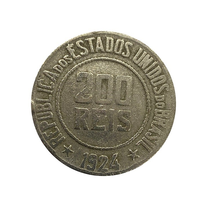Moeda Brasil 200 Réis 1924 MBC
