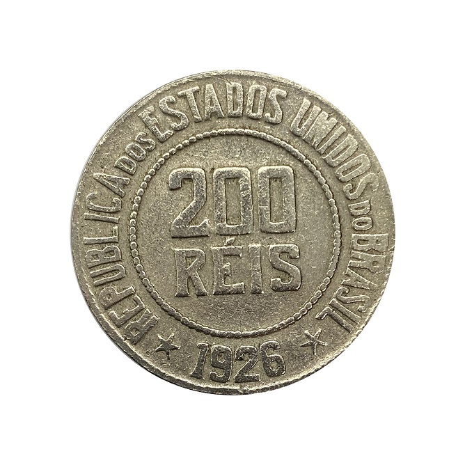 Moeda Brasil 200 Réis 1926 Escassa MBC