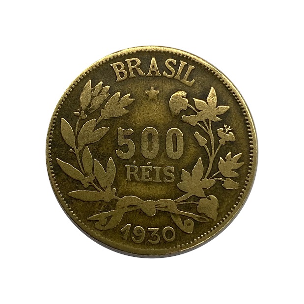 Moeda Brasil 500 Réis 1930  com acento no R MBC