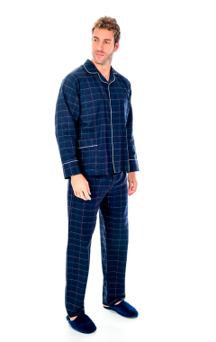 Pijama Masculino Longo Aberto de Flanela Xadrez