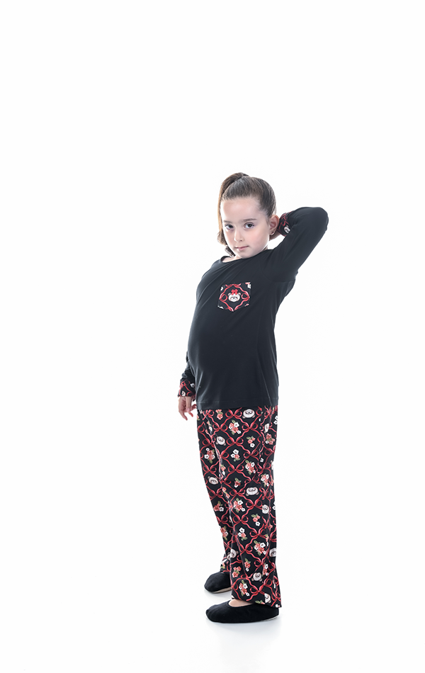 Pijama Infantil Feminino Longo Cotton Urso