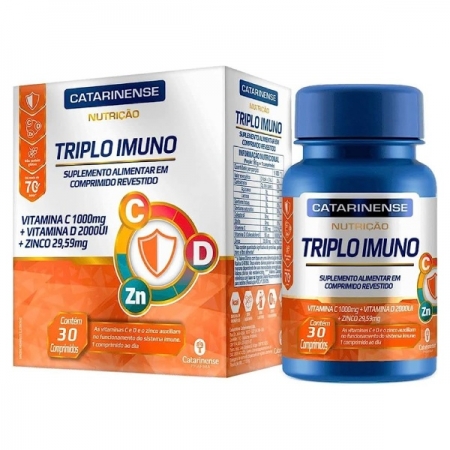 Triplo Imuno Vitamina C, D E Zinco 30 Comp - Catarinense