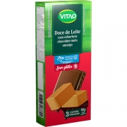 Tablete de doce de leite zero com cobertura de chocolate meio amargo 18g - Vitao - caixa com 03 un