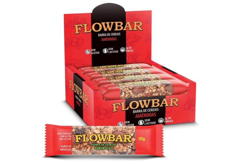 Barra de cereal sabor amêndoas - Flowbar - caixa com 12 un