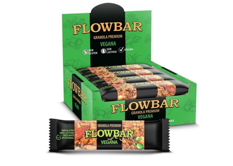 Barra de granola vegana premium 30g - flowbar - caixa com 12 un