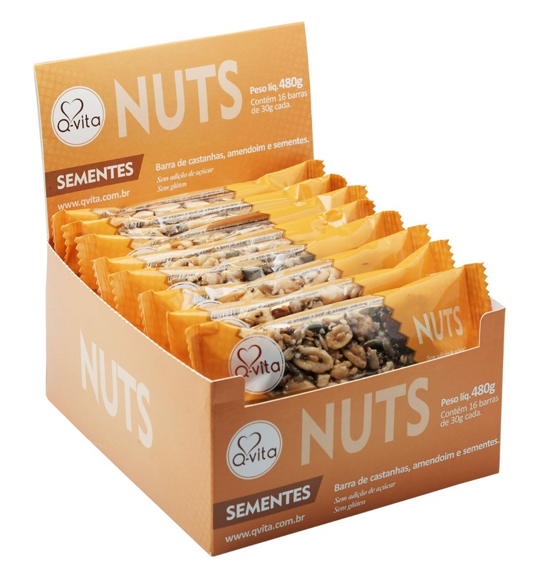 Barra de nuts sabor sementes 30g - Qvita - 01 caixa com 16 un