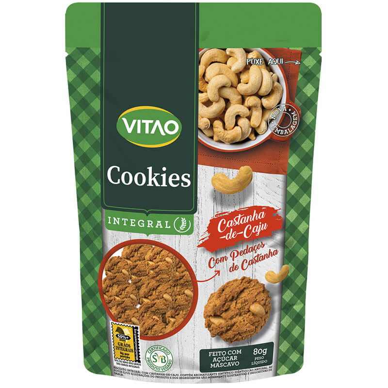 Cookie integral sabor castanha-de-caju 80 g - Vitao - 01 un