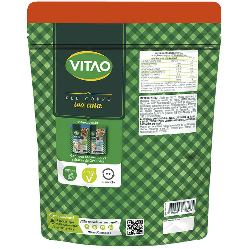 Granola tradicional integral sabor grãos e sementes 800 g - Vitao - 01 un