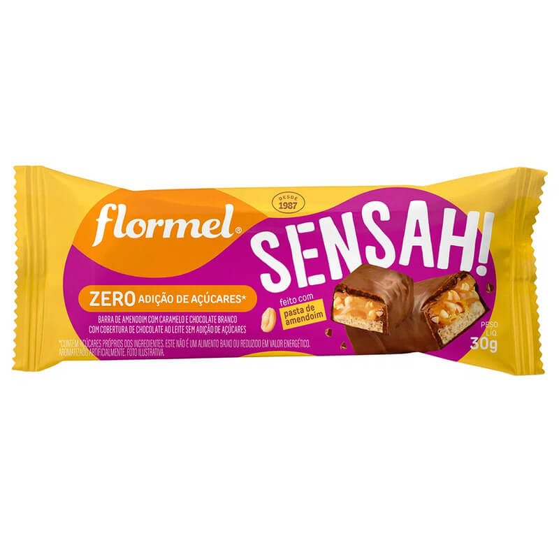 Chocolate com amendoim e caramelo Sensah 30g - Flormel