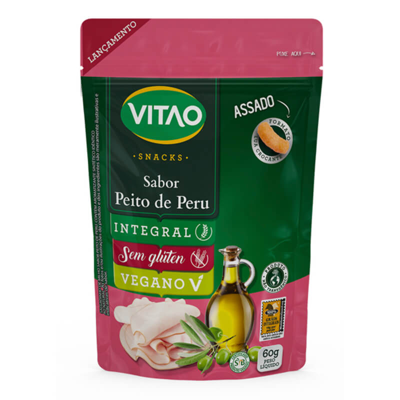 Snack integral sem glúten sabor peito de peru - Vitao - 01 un