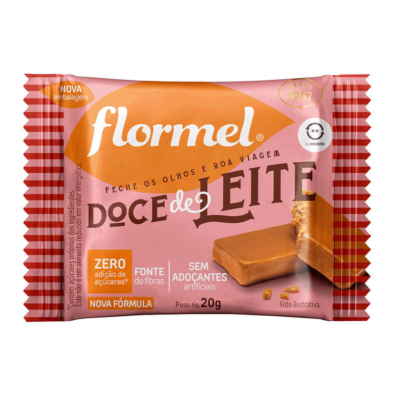 Tablete de doce de leite zero - Flormel - cx c/ 03 un.
