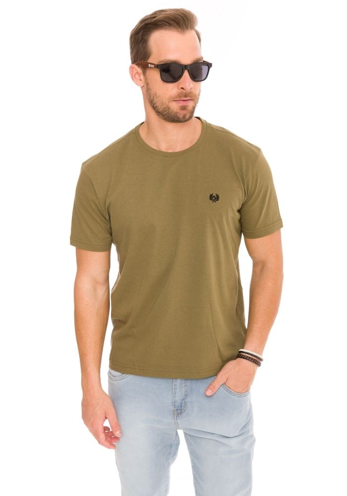 Camiseta Manga Curta Verde Militar Basics Cia Gota