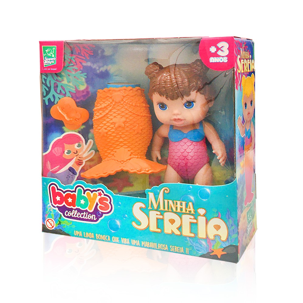 Boneca Baby's Collection - Minha Sereia - Morena - Super Toys