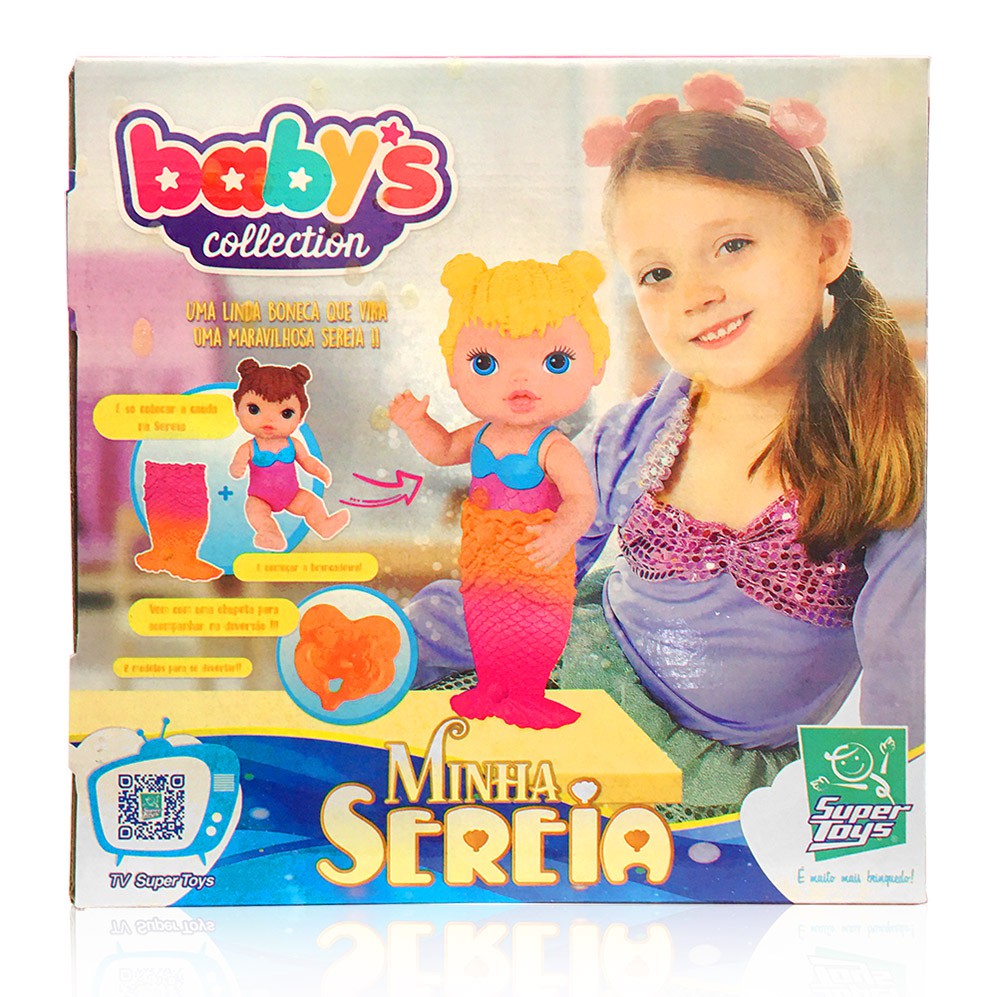 Boneca Baby's Collection - Minha Sereia - Morena - Super Toys