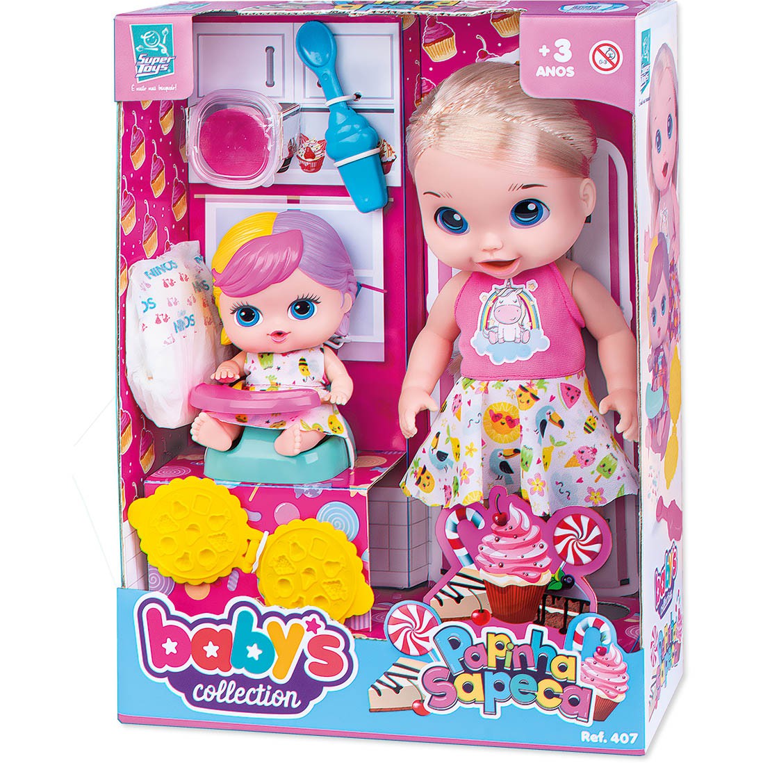 Boneca - Baby's Collection - Papinha Sapeca - Super Toys