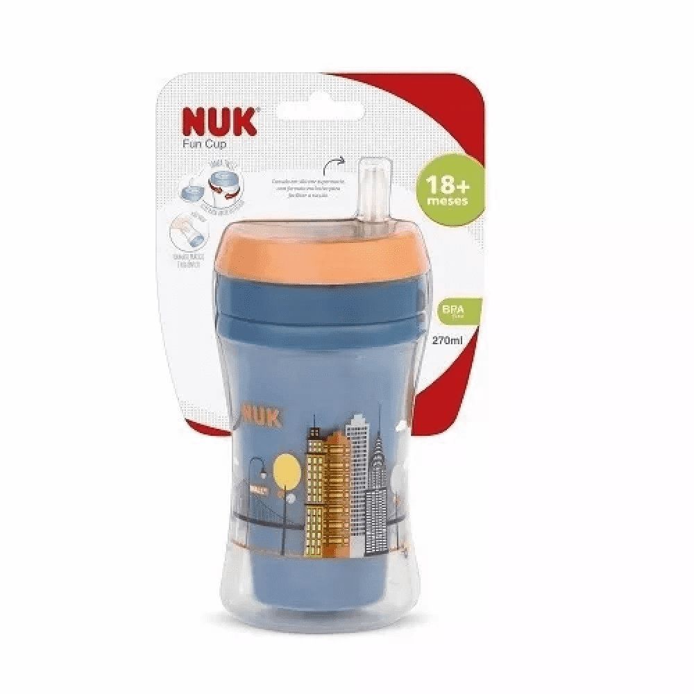 Copo com Canudo - 270 ml - Fun Cup - Azul - (+ 18 meses) - Nuk