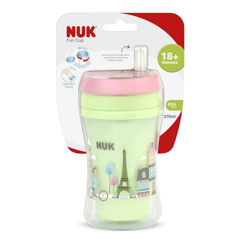 Copo com Canudo - 270 ml - Fun Cup - Verde - (+ 18 meses) - Nuk