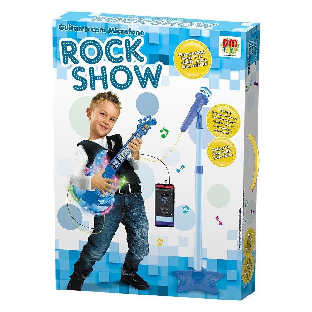 Guitarra Com Microfone - Azul - DM Toys