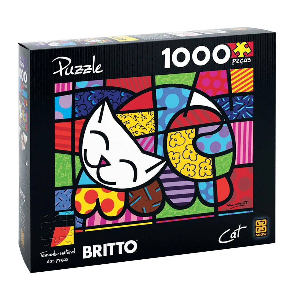 Quebra-Cabeça Romero Britto - Cat - 1000 Peças - Grow
