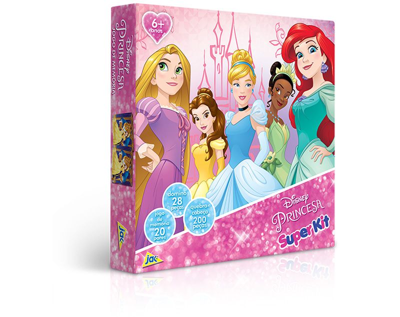 Super Kit - Dominó, Jogo da Memória e Quebra-Cabeça - Princesas Disney - Toyster