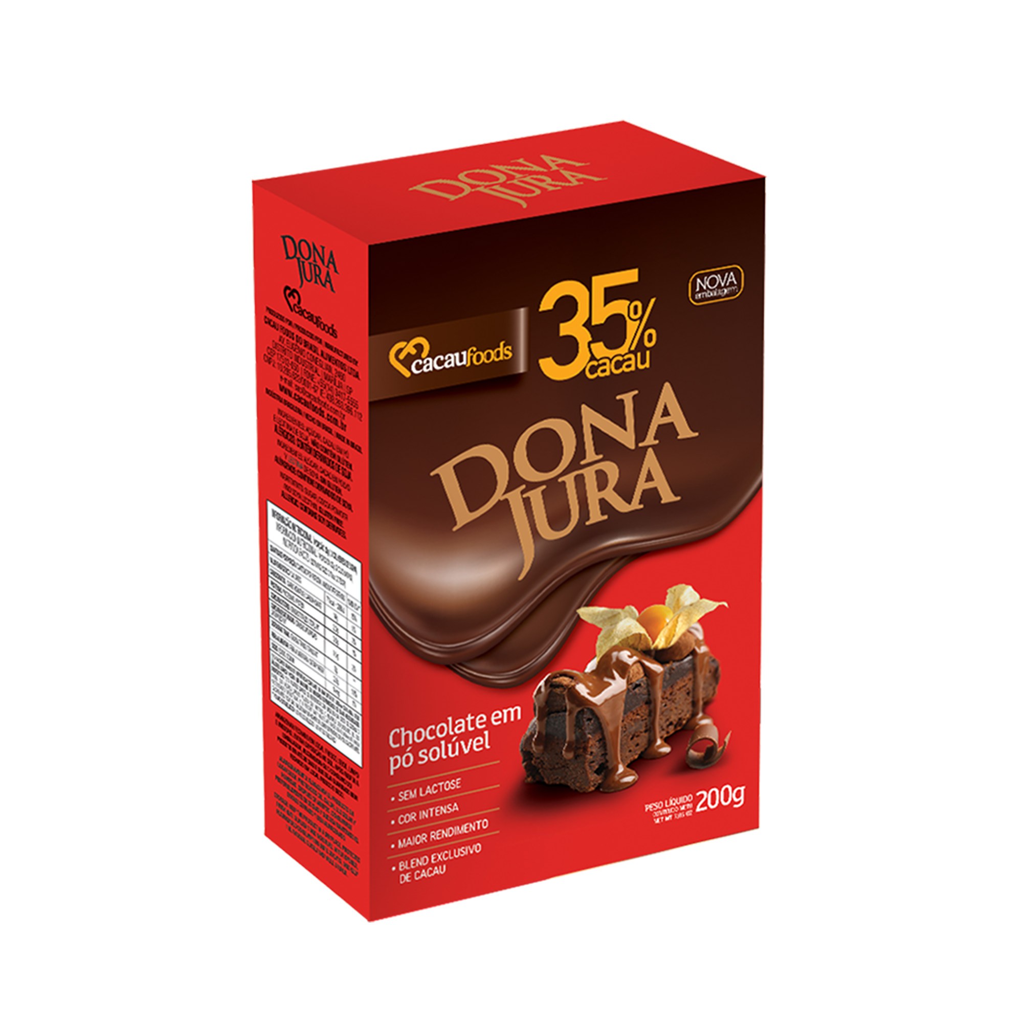 Chocolate Em Pó Solúvel 35% Cacau Dona Jura 200G