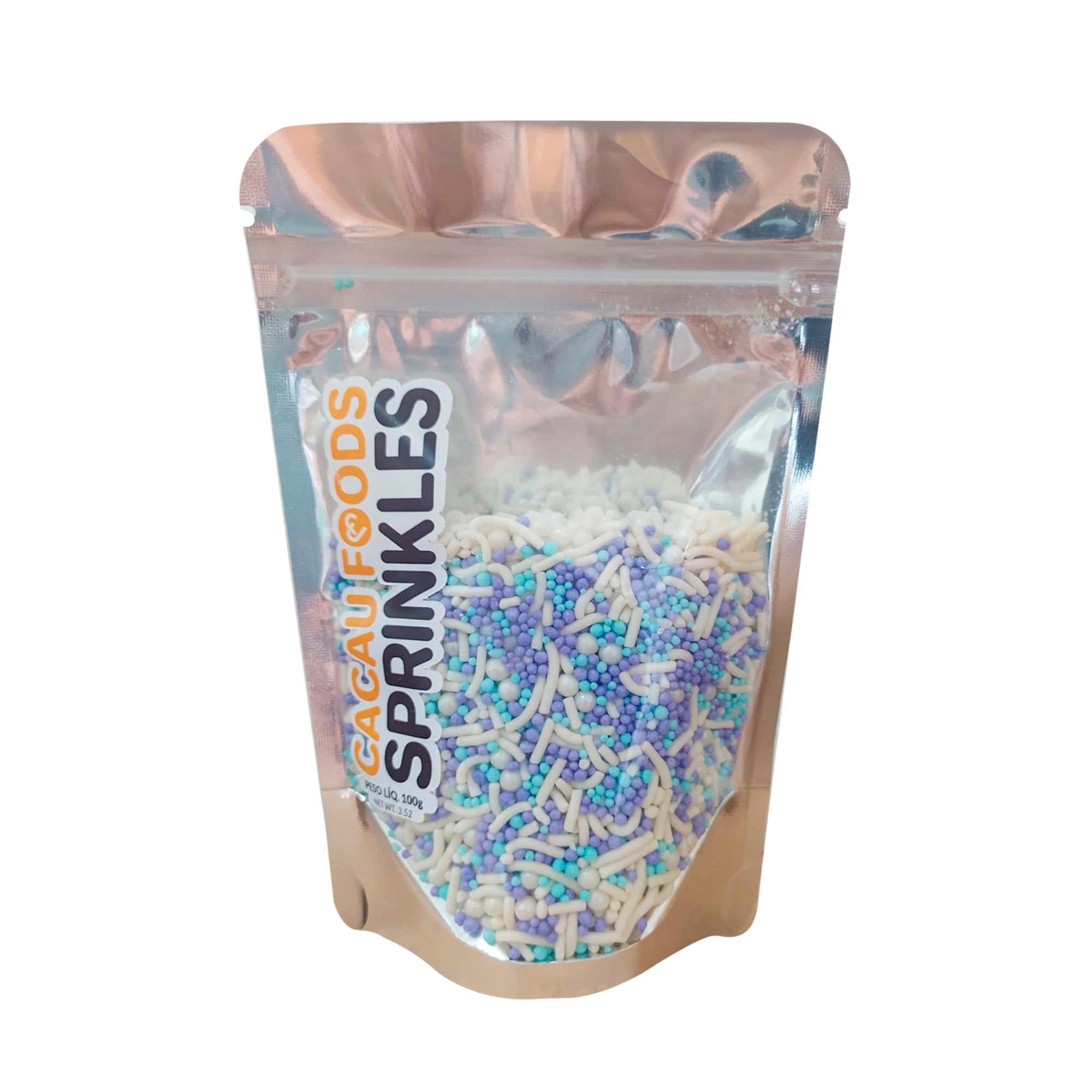Sprinkles Azul Lilás e Pérolas 100g