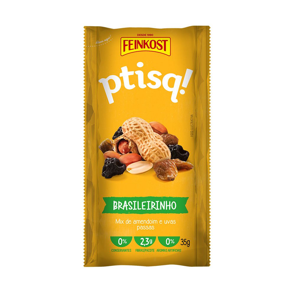 Snack Ptisq Brasileirinho - Mix de amendoim  e uvas passas 35g