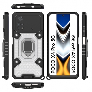 Capinha 4em1 Anti Impacto Com Suporte Anel 360º Para Xiaomi Poco X4 Pro 5G (6.67