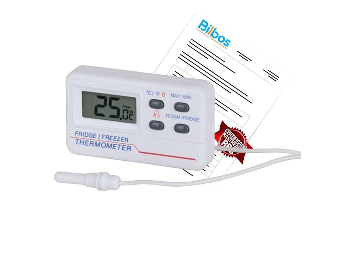Termômetro com Alarme para Freezer e Geladeira - BL-15 - COM CERTIFICADO DE CALIBRAÇÃO RASTREADO