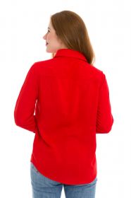 Camisa Feminina Olimpo Viscose Lisa com Bolsos Vermelha Manga Longa