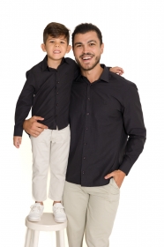 Pai e Filho - Camisa Social Lisa Preta