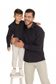 Pai e Filho - Camisa Social Lisa Preta