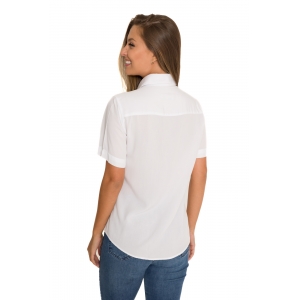 Camisa Feminina Olimpo Viscose com Bolsos Manga Curta Branca
