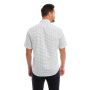 Camisa Social Masculina Slim Olimpo Estampada 100% Algodão Fio 50 Manga Curta Branca