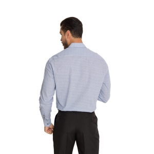 Camisa Social Masculina Olimpo 100% Algodão Estampada Manga Longa Azul