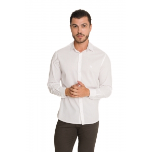Camisa Social Masculina Olimpo Manga Longa 100% Algodão Branca