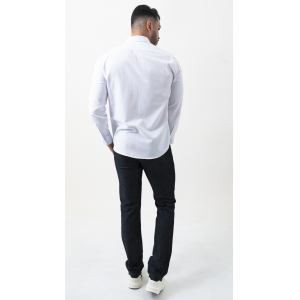 Camisa Social Masculina Slim Olimpo Maquinetada Manga Longa Branca