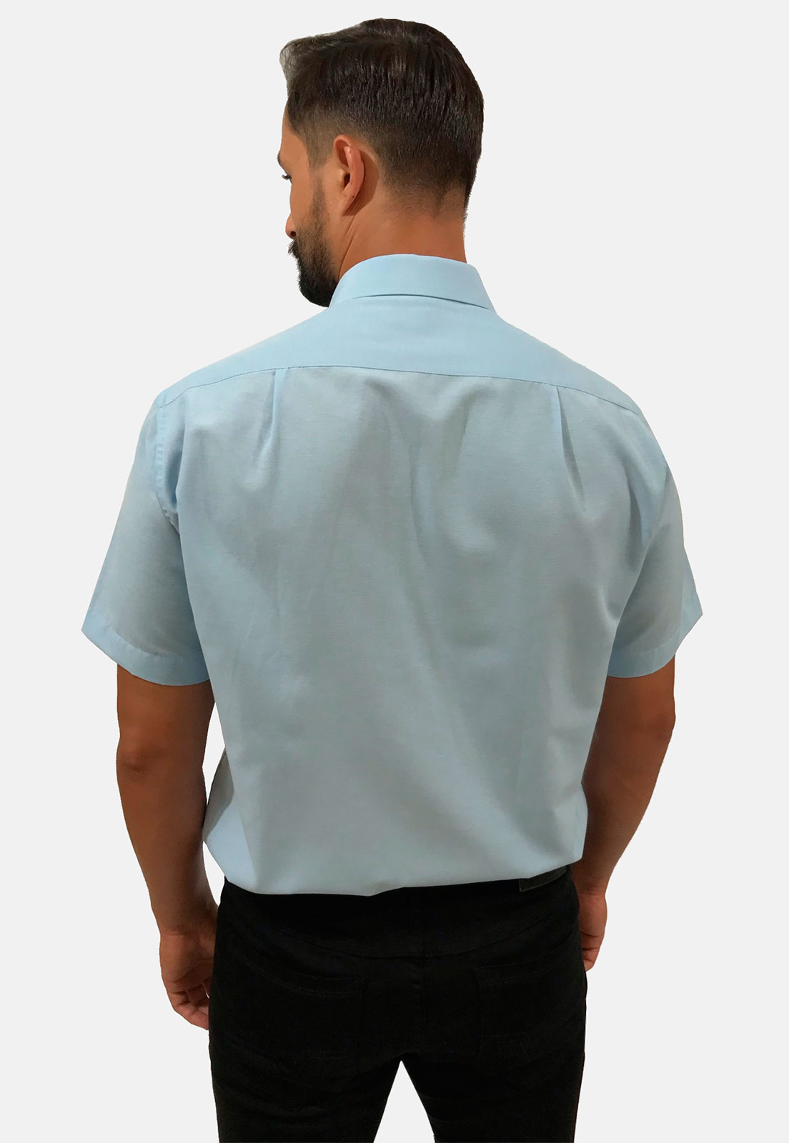 Camisa Social Masculina Olimpo Lisa com Bolso Manga Curta 6 cores
