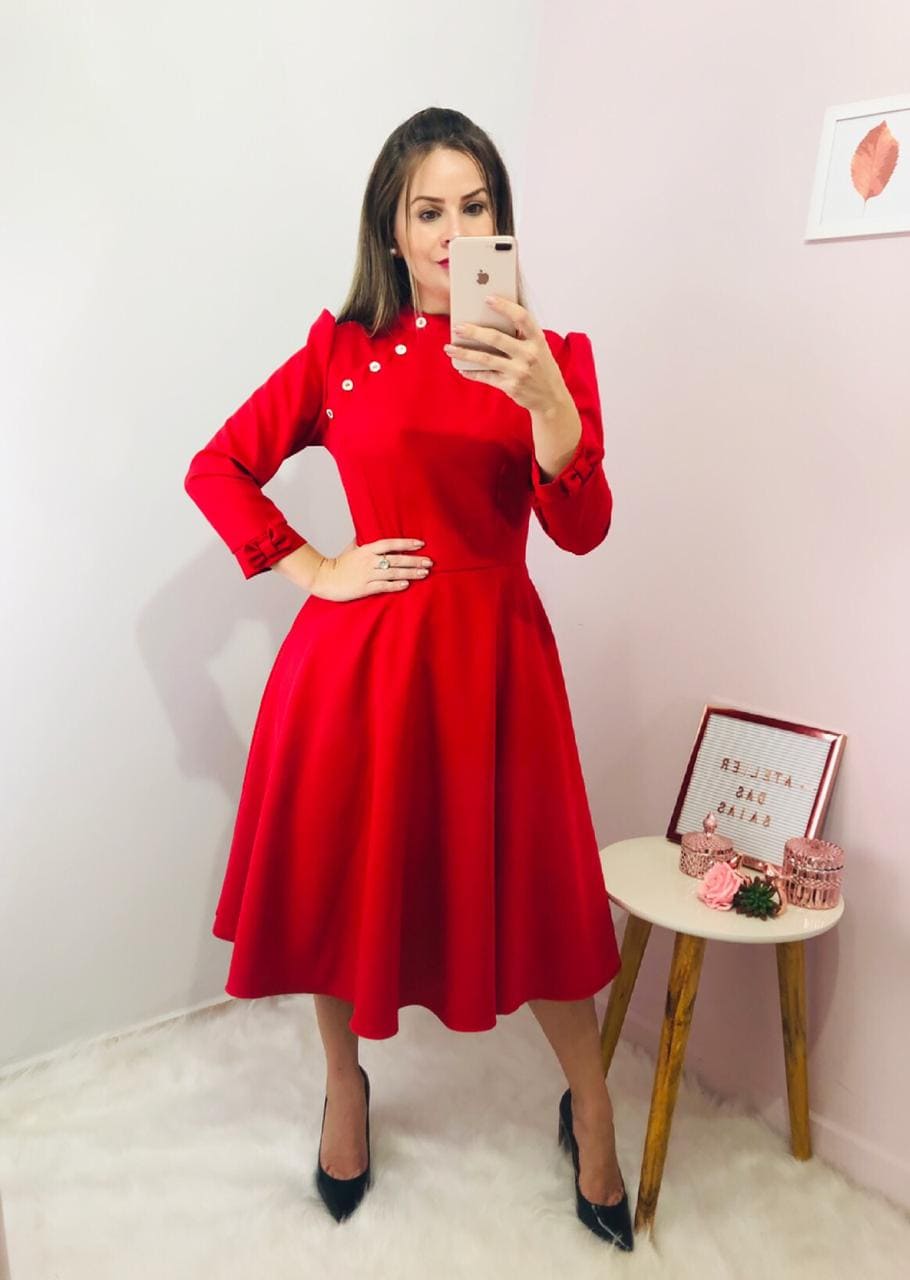 Vestido Feminino Sofia vermelho| Coleção Lembranças
