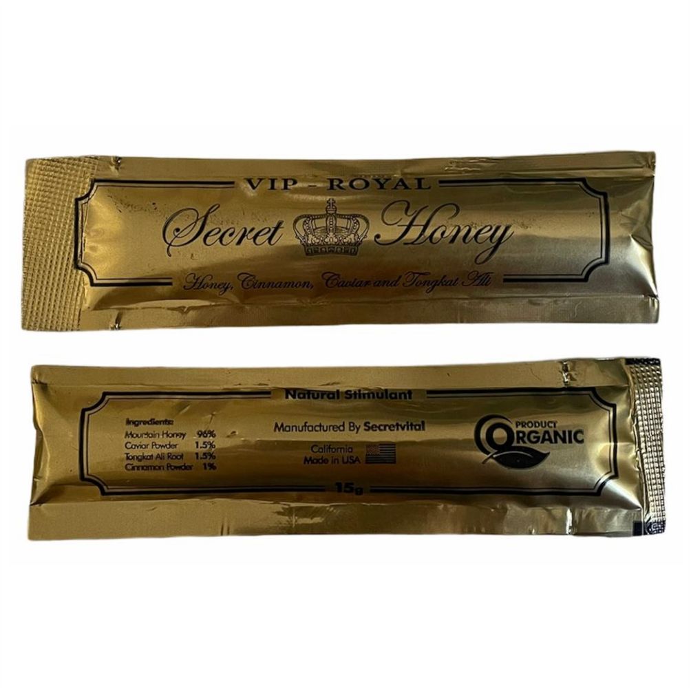 Caixa Mel Estimulante Natural Vip Royal Secret Honey Original Lacrado 12 unidades Sachês 15g Made in USA