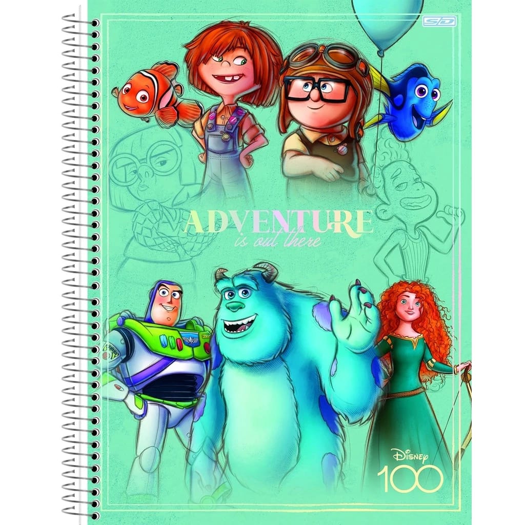 Caderno Universitário Grande 01 Matéria 100 Anos Disney com 80 Folhas
